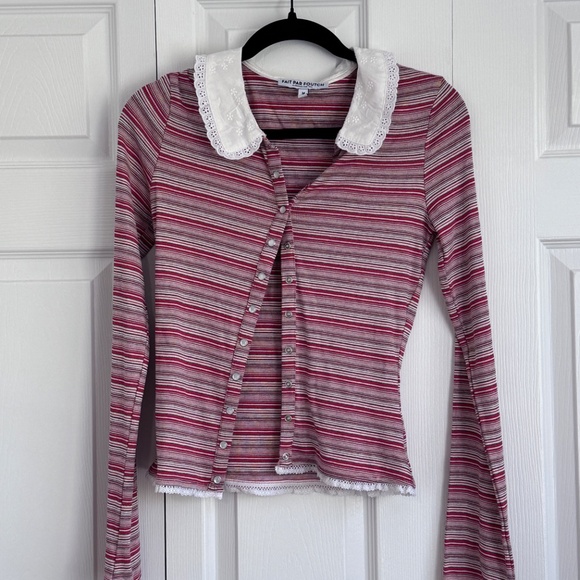 FAIT PAR FOUTCH EDITH CARDIGAN - SCARLET STRIPE - Picture 4 of 5